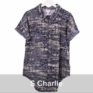 Lularoe Charlie Short Sleeve Button Up Top Small